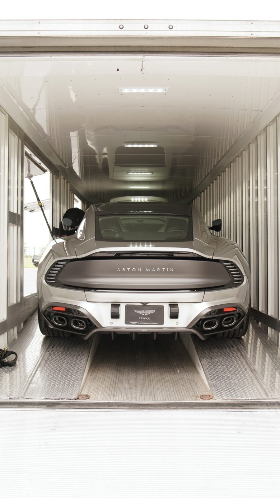 Prestige Transport — Aston Martin secured inside an SBN enclosed trailer